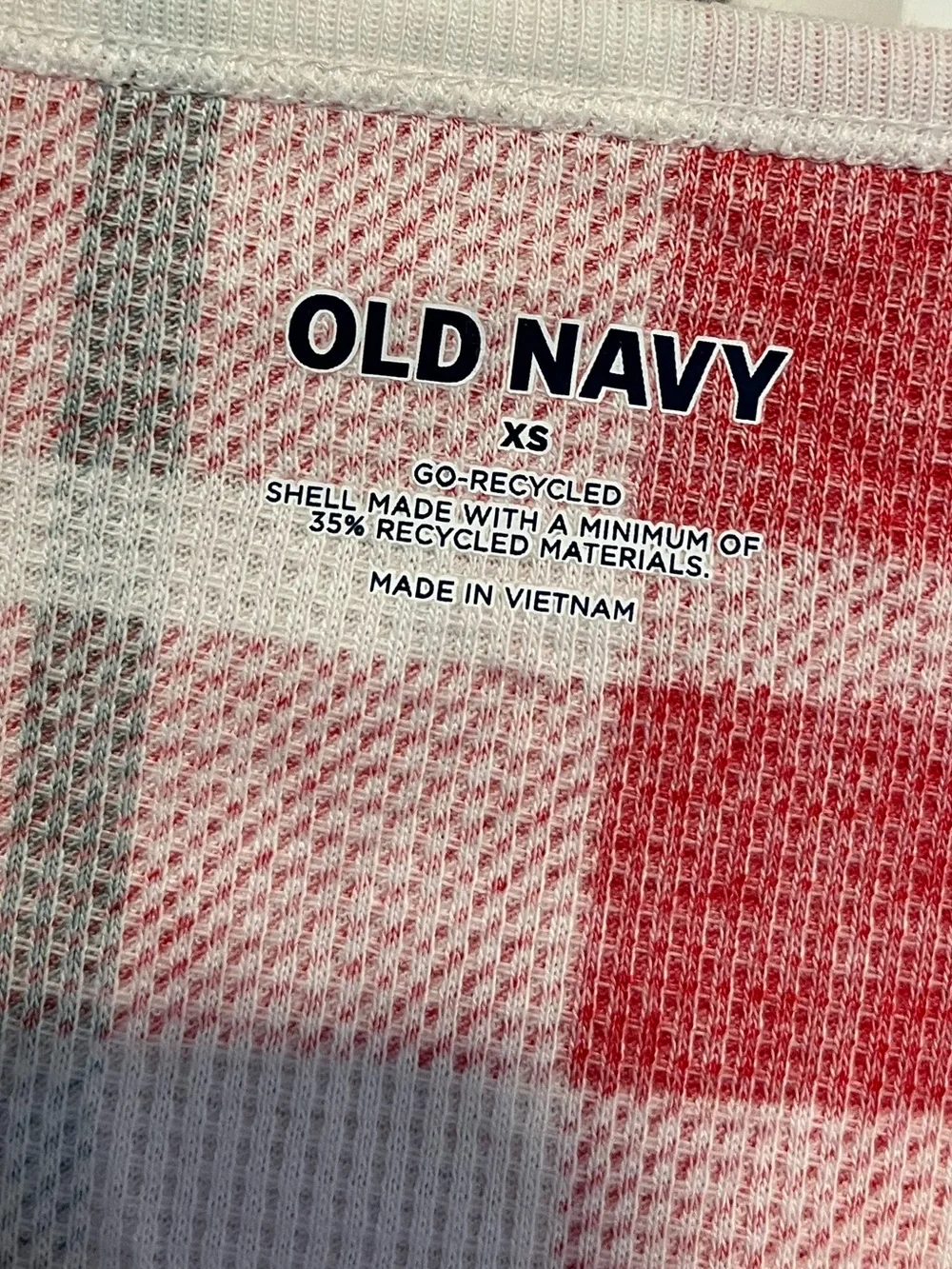 Old Navy Red, White & Green Plaid Long-Sleeve Tee